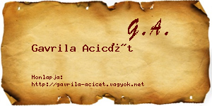 Gavrila Acicét névjegykártya